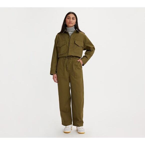Levi's Pants - NWT Levi’s Jumpsuit Women’s Sz XL Baggy Surplus Olive Green Drawstring Pockets